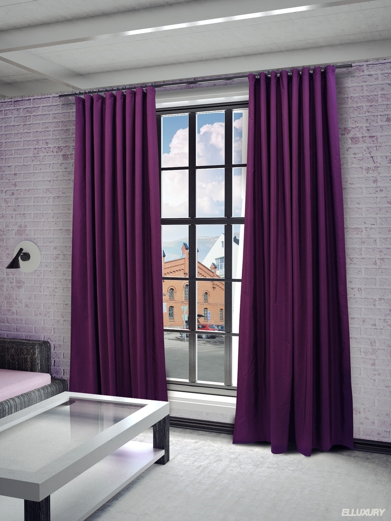 Фиолетовые шторы для лофта
